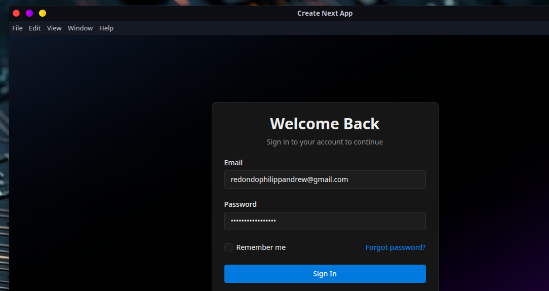 Login page