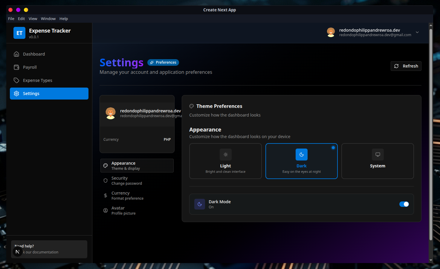 Settings & profile management
